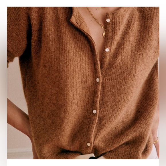 Sezane Sweaters - Sezane Gaspard Mohair Cardigan in Camel